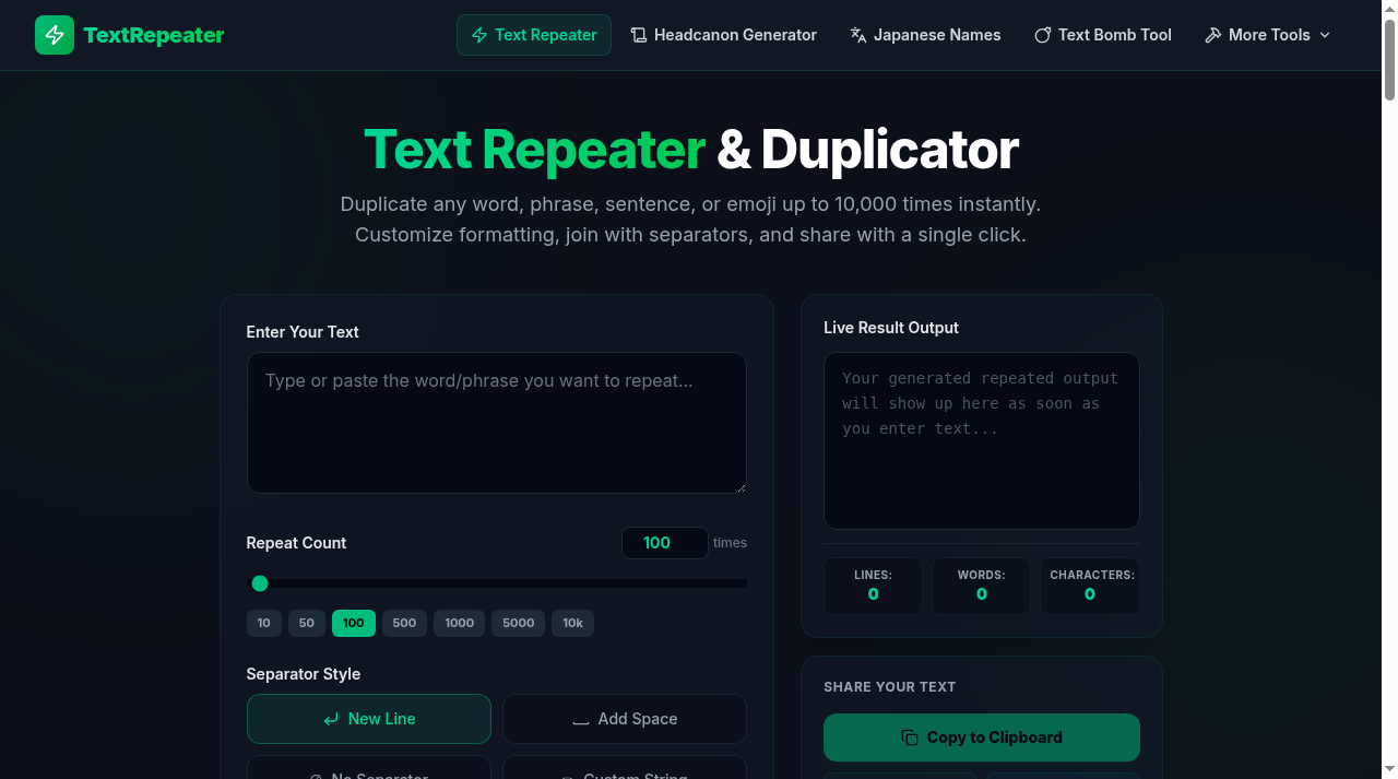 Text Repeater Preview
