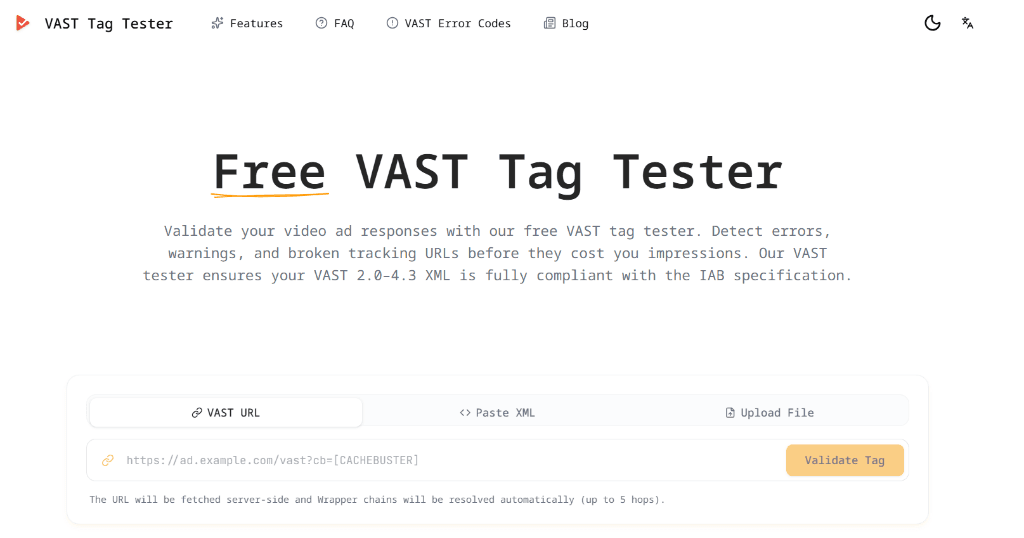 VAST Tag Tester Preview
