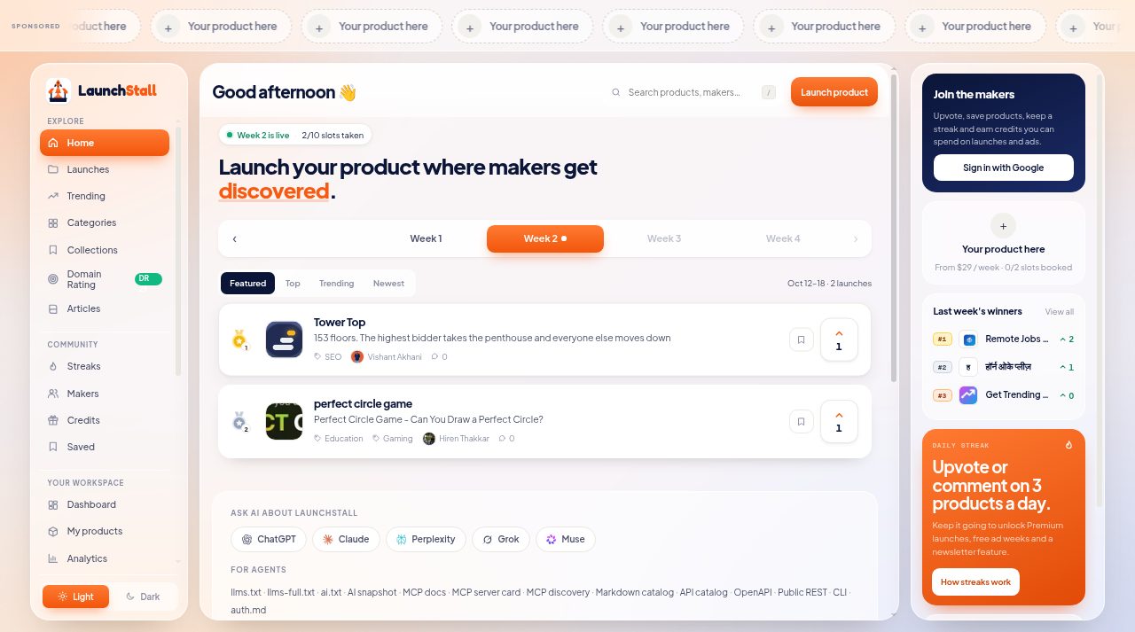LaunchStall Preview