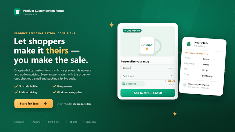 Shopify Custom Product Form Preview