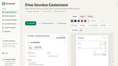 Invoiceize - Free invoice generator with live preview and PDF download ...